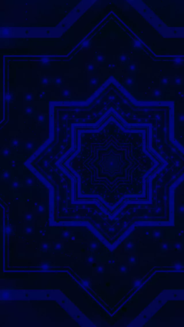 Neon Tunnel Blå Stjerne Mandala VJ Loop 9:16 Reels 60fps Pauseskærm