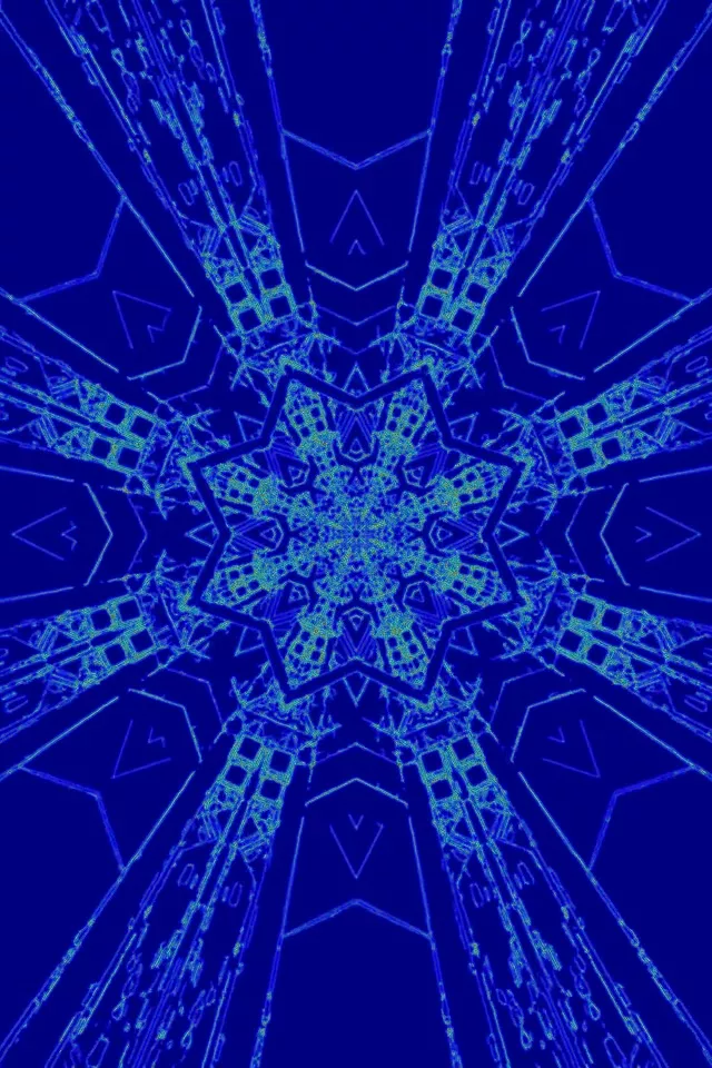 Sininen Neon Tunneli Tähti Fraktaali Näytönsäästäjä 60fps 2:3 Photo Portrait VJ Loop