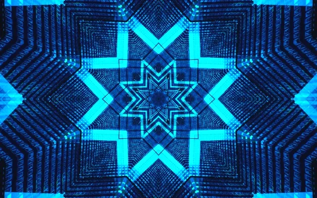 Blue Neon Tunnel Star Pattern 16:10 Macbook Screensaver 60fps Vj Loop Motion Background