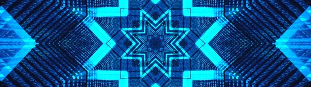 Blue Neon Tunnel Star Pattern 32:9 Super Ultrawide Screensaver Windows 11 VJ Loop 60fps