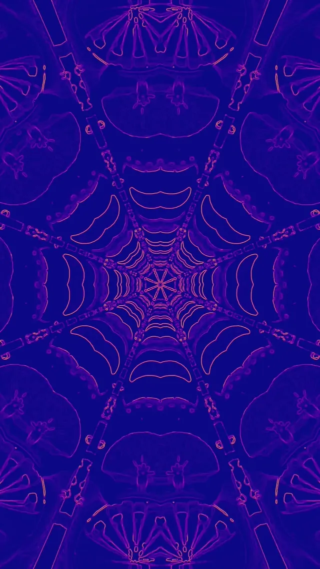 تونل نئون بنفش تار عنکبوت کالیدوسکوپ VJ Loop 9:16 ریلز 60fps محافظ صفحه