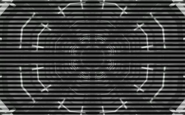 Neon Tunnel Ottekant Gitter VJ Loop 60fps 16:10 MacBook Pauseskærm