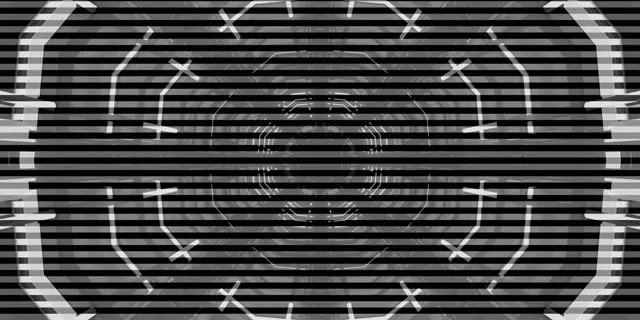 Túnel Neón Octágono Cuadrícula VJ Loop 2:1 Univisium 60fps Salvapantallas