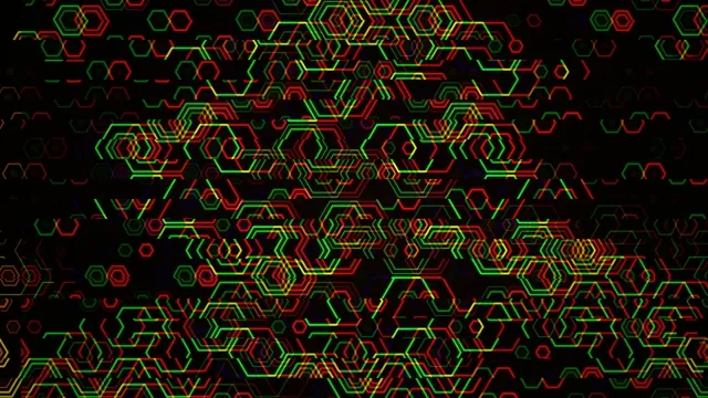 Colorful abstract pattern with hexagons and lines in digital art