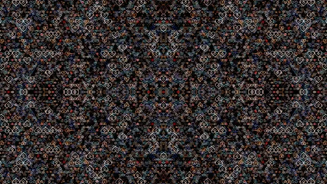Colorful Hearts Pattern on Dark Background 4K