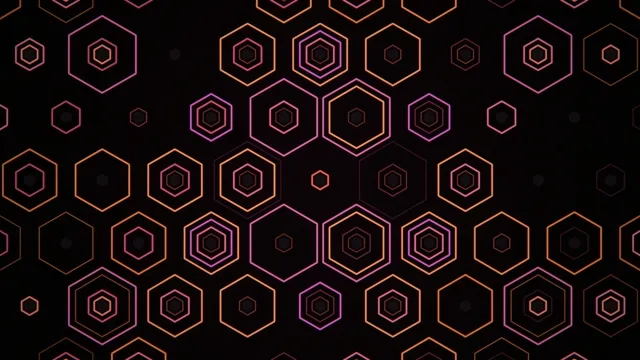 Colorful hexagon pattern on black background with glowing lines