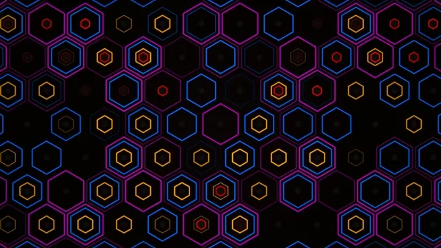 Colorful hexagon patterns on a black background for design use