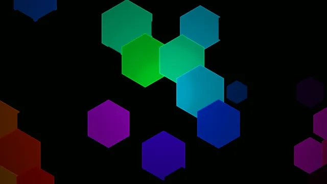 Colorful hexagons create a pattern on a dark background
