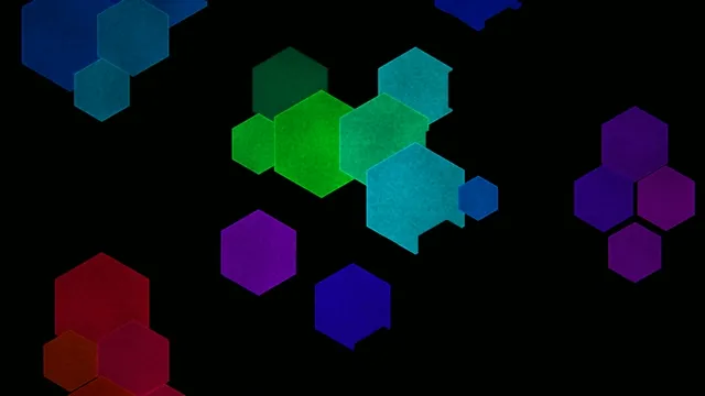 Colorful hexagons float on a dark background in digital art piece