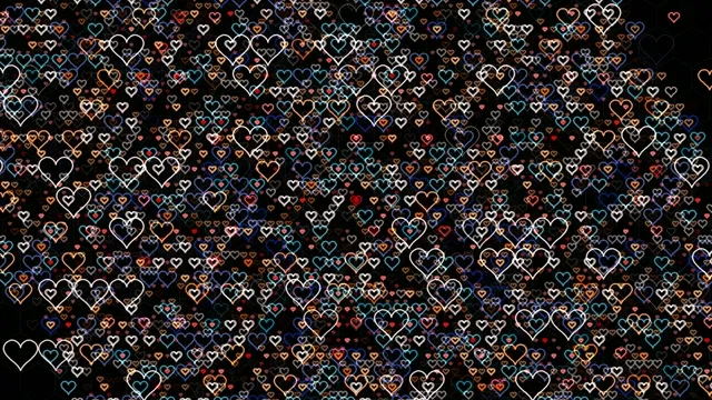 Colorful neon heart pattern 4K ultra HD widescreen background loop