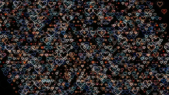 Colorful neon hearts 4K seamless loop background for video editing