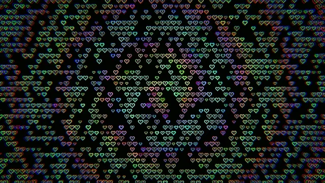 Colorful Neon Hearts Falling Animation 4K