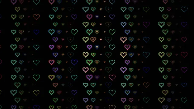 Colorful Neon Hearts Falling Animation Background
