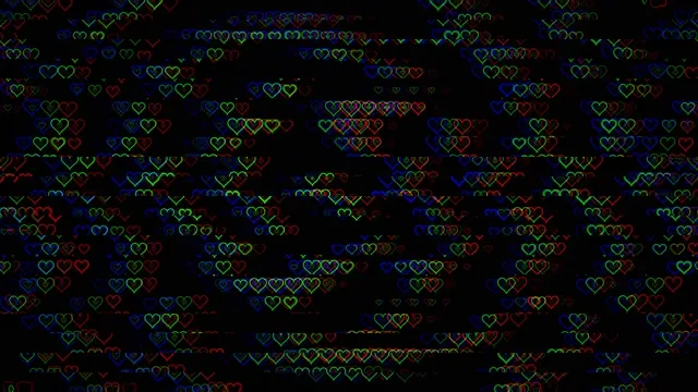 Colorful Neon Hearts Falling Animation Loop