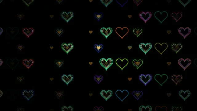 Colorful Neon Hearts Falling Loop Animation