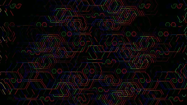 Colorful Neon Hexagonal Lines Geometric Tech Background