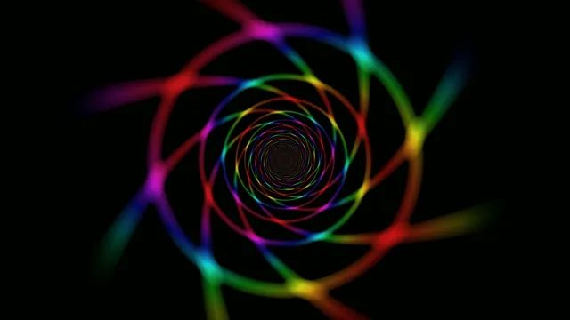 Colorful Neon Spiral Tunnel Abstract Motion