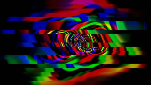 Colorful Neon Spiral Tunnel with Glitch Effect