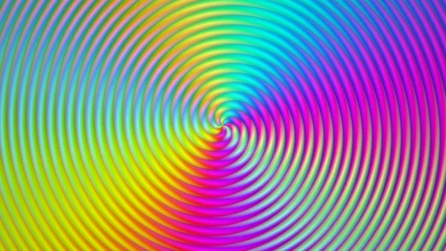 Colorful spiral pattern created with waves and bright hues