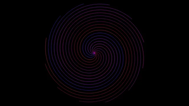 Colorful spiral pattern on a black background showing circular lines