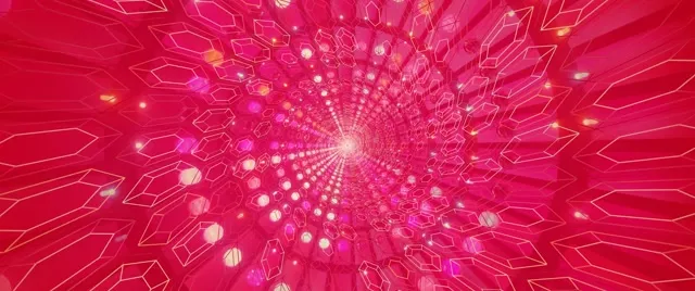 Neon Tunnel Pink Crystal Hexagon Vortex VJ Loop 2.39:1 Cinemascope 60fps Screensaver