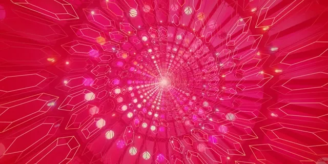 Neon Tunnel Crystal Hexagon Burst VJ Loop 2:1 Univisium 60fps Screensaver