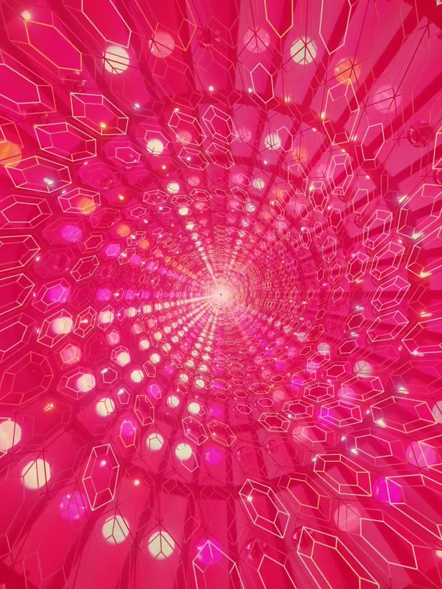 Neon Tunnel Pink Crystal Vortex VJ Loop 60fps Screensaver 3:4 iPad Portrait