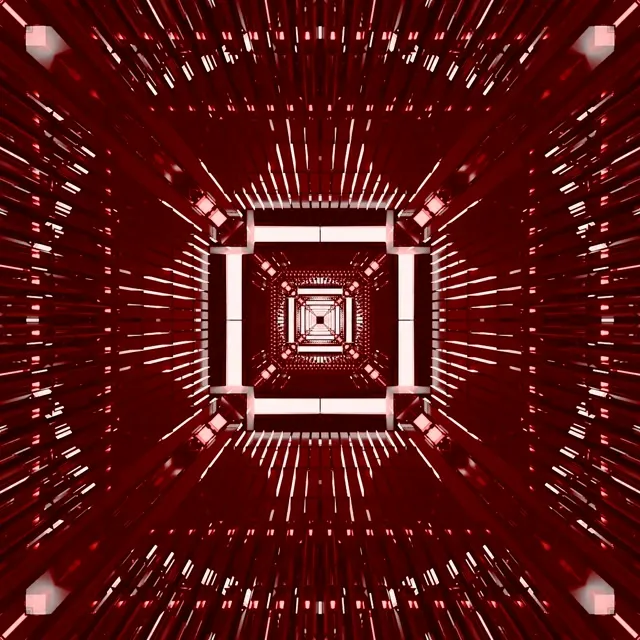 Red Neon Tunnel Vj Loop | Glowing Square Vortex | 1:1 Square 60fps Screensaver
