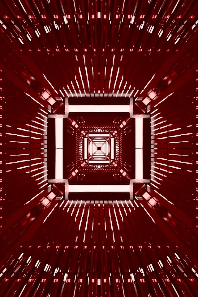 Punainen Neon-tunneli VJ Loop | Hehkuva Neliö Pyörre | 2:3 Photo Portrait 60fps Näytönsäästäjä