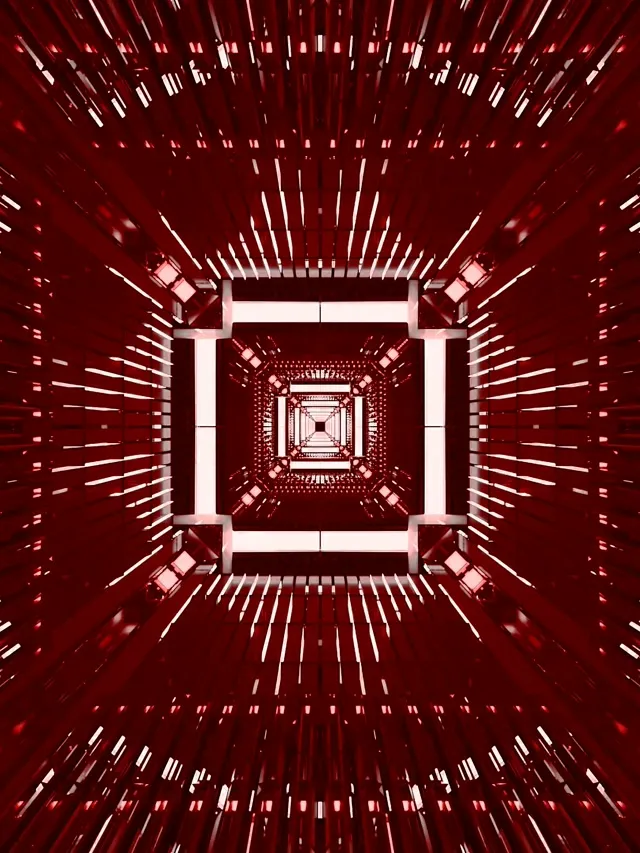 Red Neon Tunnel Vj Loop 3:4 iPad Portrait 60fps Screensaver Square Vortex