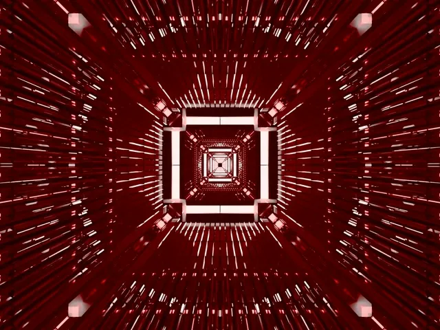 Red Neon Tunnel Vj Loop 4:3 Classic 60fps Screensaver Glowing Square Vortex