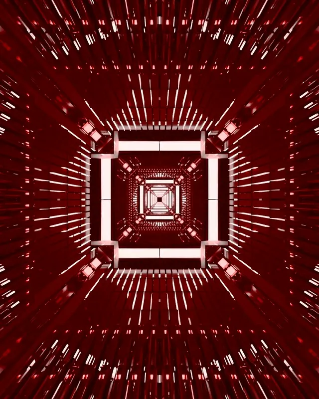 Red Neon Tunnel Vj Loop 60fps Screensaver 4:5 Instagram Infinite Square Vortex