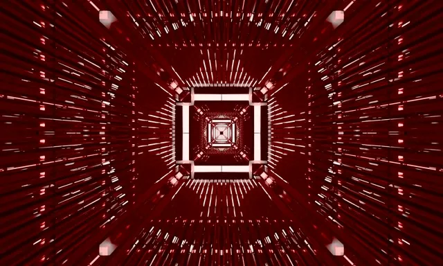 Red Neon Tunnel Vj Loop 60fps Screensaver 5:3 Wide Infinite Square Vortex