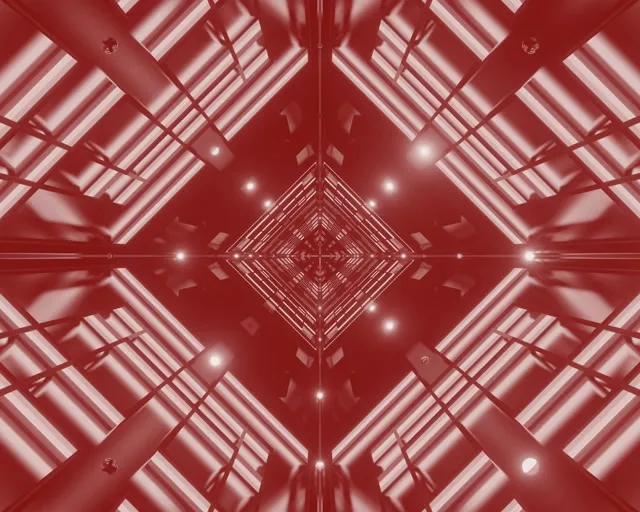 Red Neon Tunnel Diamond Vortex VJ Loop 5:4 Industrial 60fps Screensaver