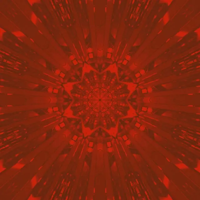 Neon Tunnel Red Star Kaleidoscope Vj Loop 1:1 Square 60fps Screensaver