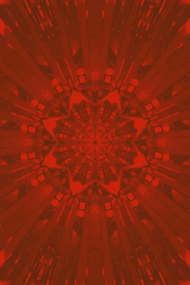 Kırmızı Kaleydoskop Yıldız Neon Tünel Vj Loop 2:3 Fotoğraf Portre 60fps Ekran Koruyucu