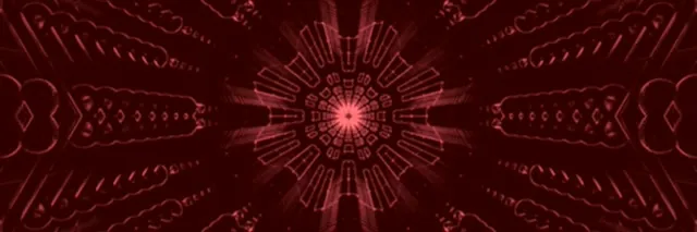 Red Neon Tunnel Kaleidoscope Burst Vj Loop 3:1 Triple Wide 60fps Screensaver