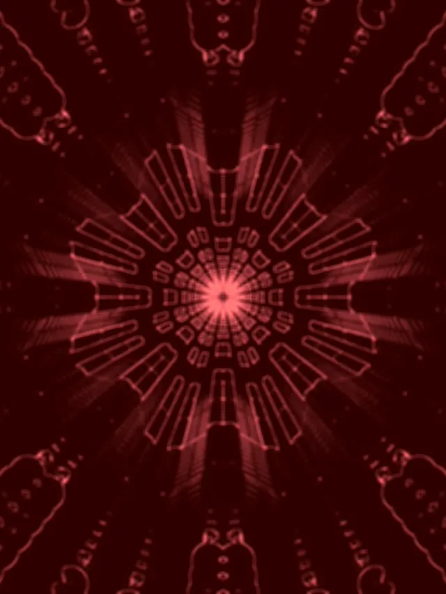 Vj loop Crimson Mandala Neon Tunnel 3:4 iPad Portrait 60fps Screensaver