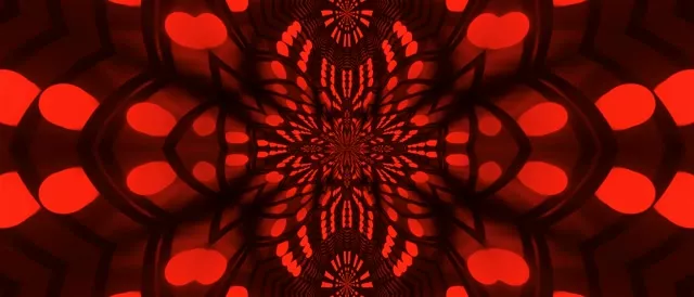 Vj loop Neon Tunnel Red Kaleidoscope Burst 21:9 Ultrawide 60fps Screensaver