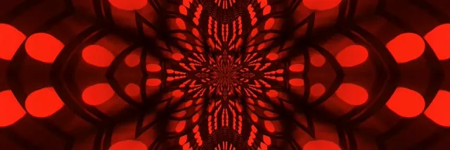 Red Kaleidoscope Neon Tunnel 3:1 Triple Wide 60fps Screensaver Vj Loop