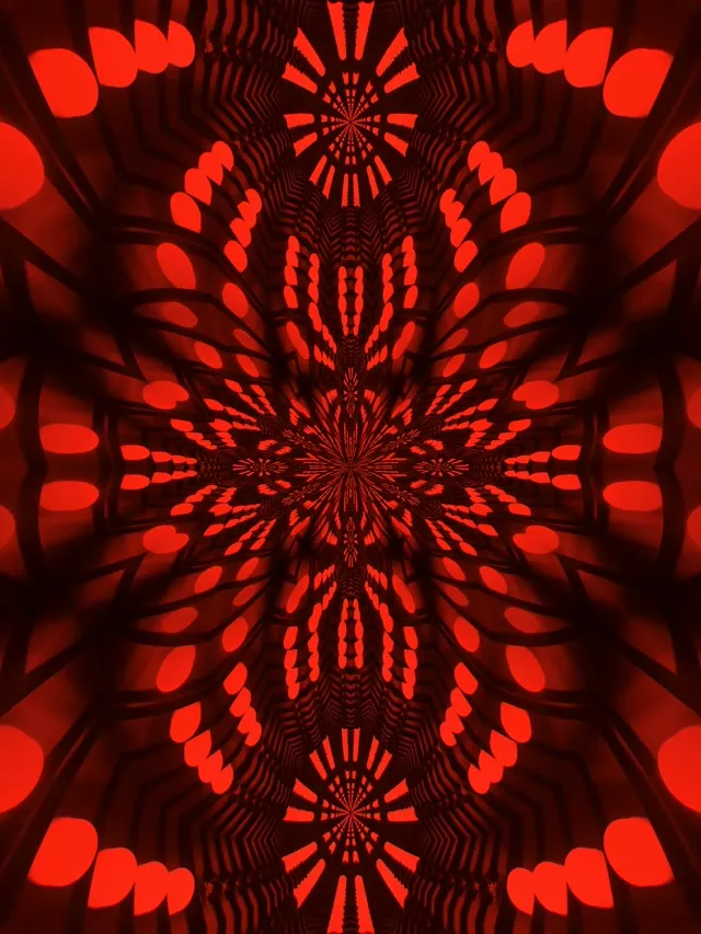 Red Fractal Kaleidoscope Neon Tunnel Vj Loop 3:4 iPad Portrait 60fps Screensaver