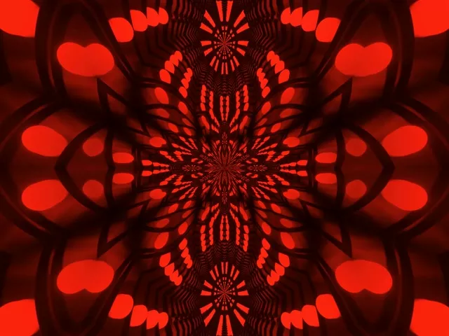 Neon Tunnel Red Fractal Kaleidoscope Burst VJ Loop 4:3 Classic 60fps Screensaver