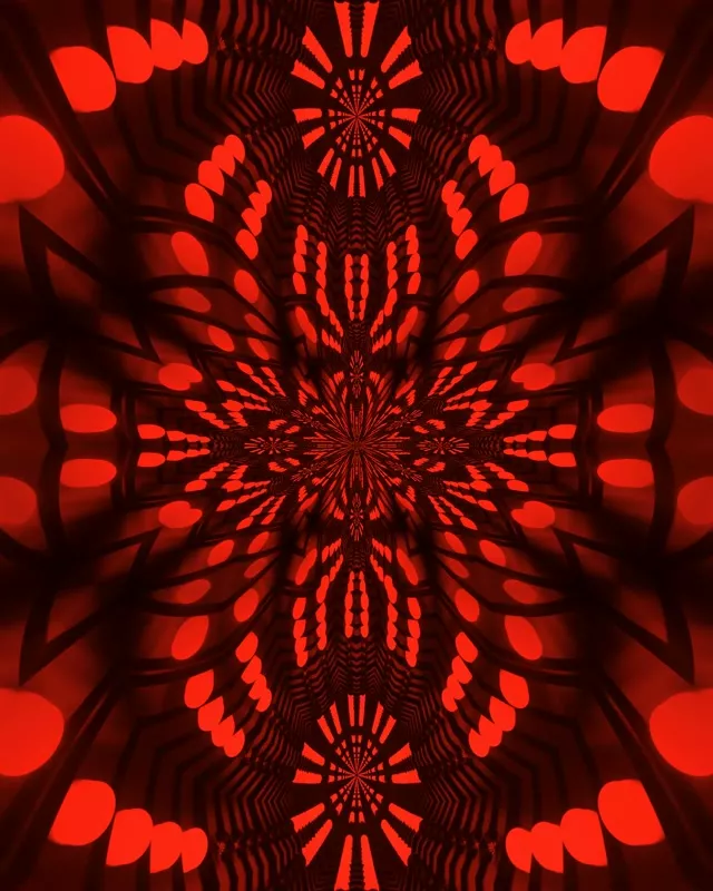 Neon Tunnel Red Kaleidoscope Burst VJ Loop 4:5 Instagram 60fps Screensaver