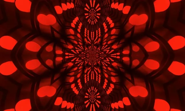 Vj loop Neon Tunnel Red Fractal Kaleidoscope Burst 5:3 Wide 60fps Screensaver