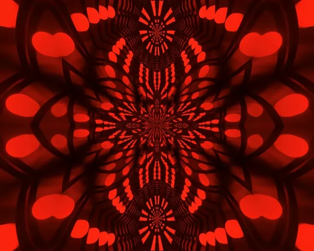 Neon Tunnel Red Kaleidoscope Burst Vj Loop 5:4 Industrial 60fps Screensaver