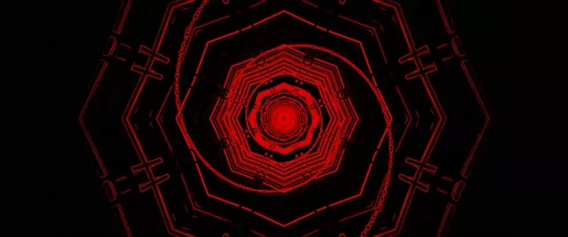 Red Pulsating Hexagon Neon Tunnel VJ Loop 2.39:1 Screensaver 60fps