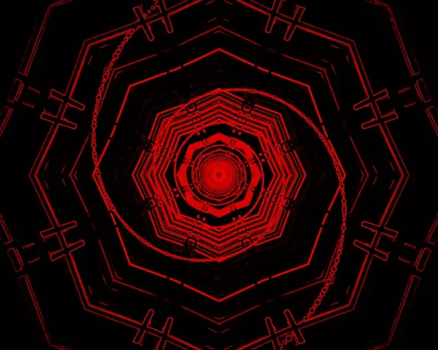 Red Neon Tunnel Pulsating Hexagon Vortex 5:4 Industrial 60fps Screensaver Loop