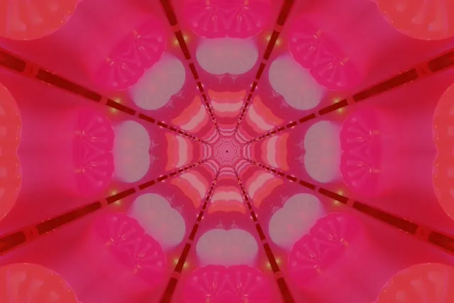 Neono tunelis raudonas kaleidoskopas voratinklis Vj Loop 3:2 Surface 60fps ekrano užraktis