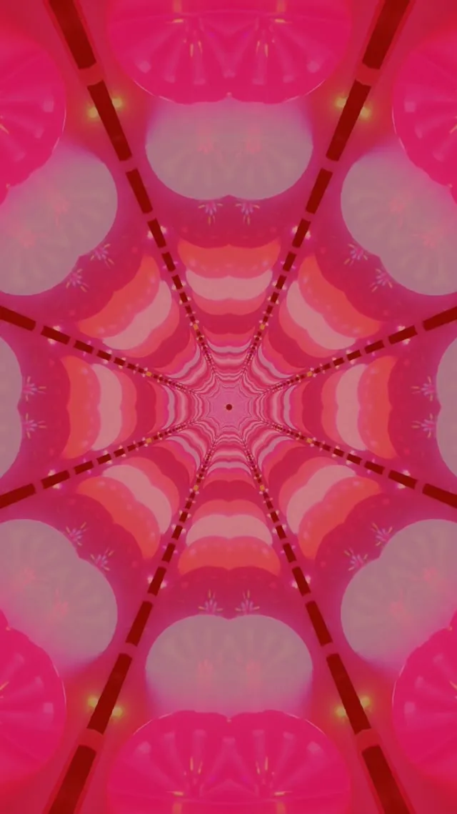 Vj loop Neon Tunnel Red Spider Web Kaleidoscope 9:16 reels 60fps Screensaver