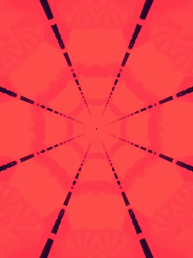 Rød Edderkoppespind Kaleidoskop Neon Tunnel VJ Loop 3:4 iPad Portræt 60fps Pauseskærm